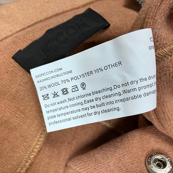 Camel Coat Poncho Cape Wool Blend Extra Large XL Tan Winter ICCON - Picture 15 of 15